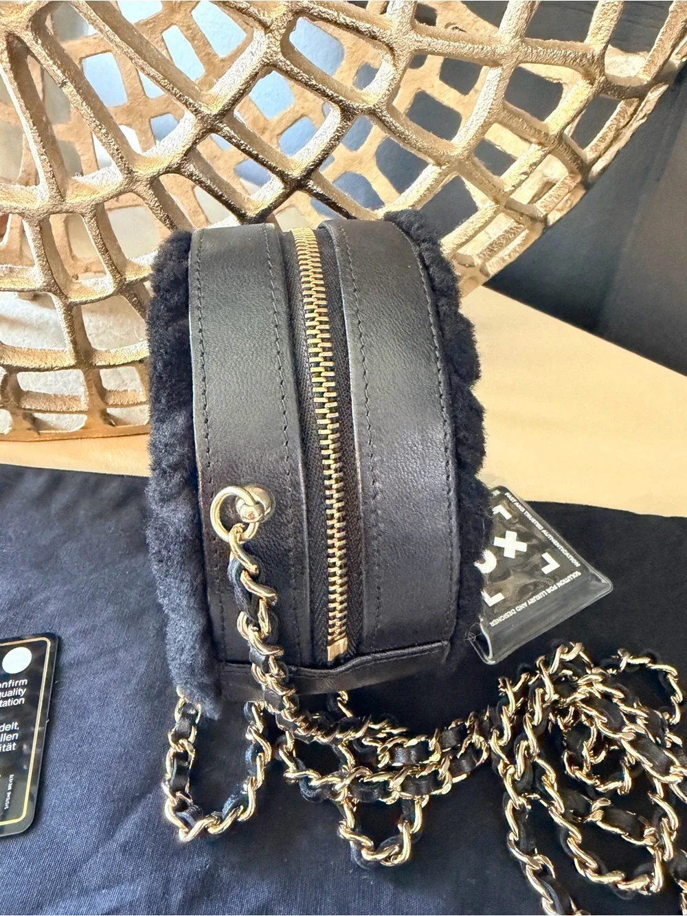Chanel Round Shearling Clutch With Chain Crossbody Bag Black | 🔥✨